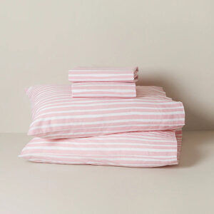 Organic Cotton Sheet Set, Double/Full Pink Stripe